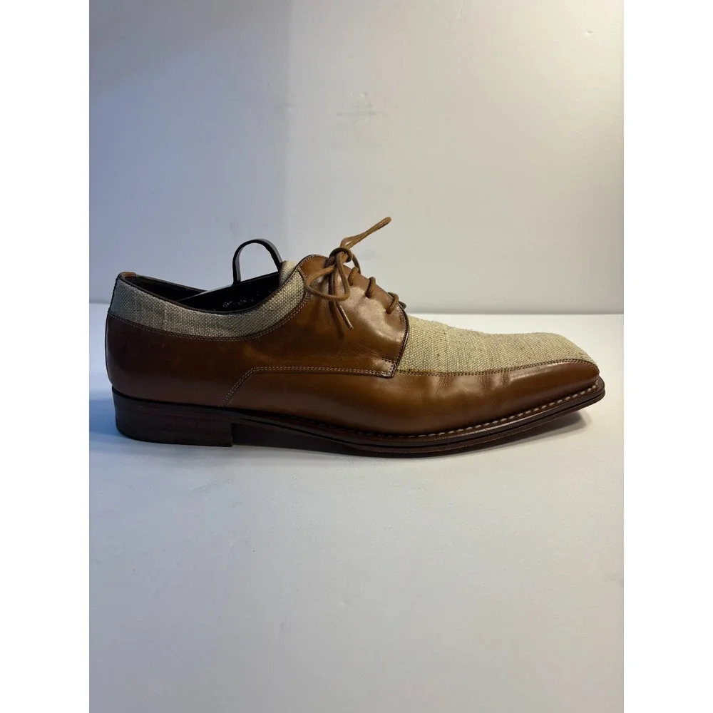 Bachrach Oxford Dress Shoes Men's US‎ 10M Brown Tan Leather Square Toe Lace Up